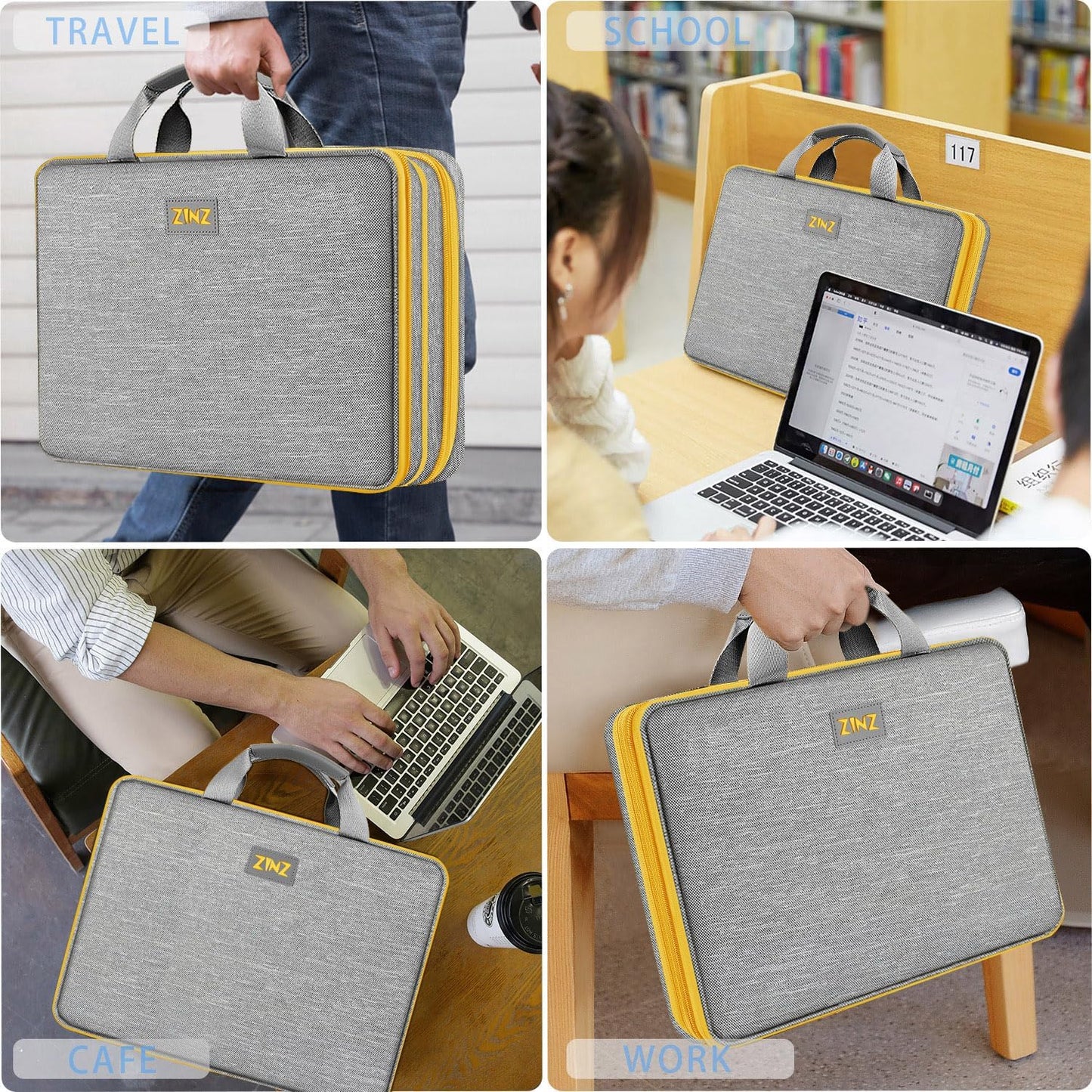 ZINZ Laptop Case Computer Sleeve Briefcase with Multi-pockets for 11.6 12.9 13 13.3 14 15 15.6 16 inch Notebooks