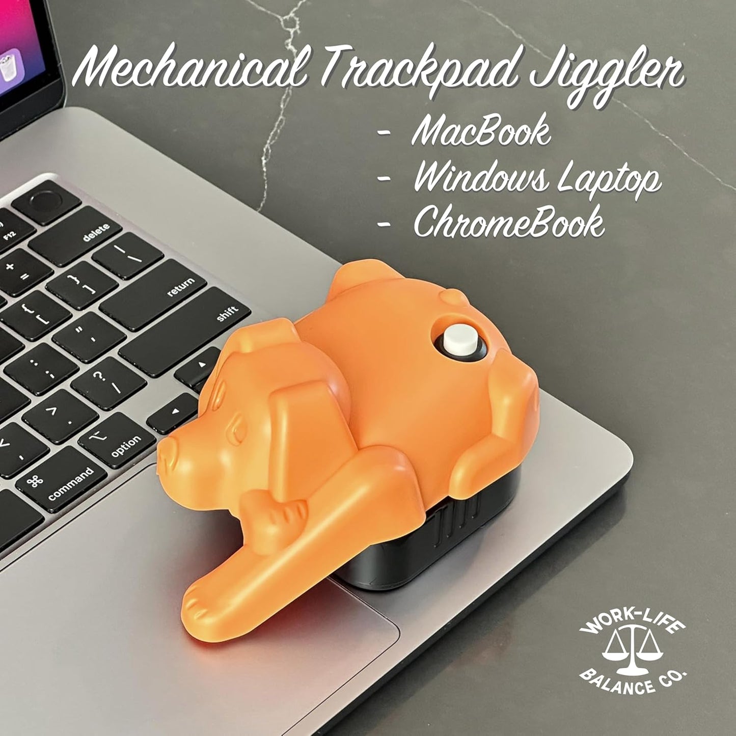 Laptop Trackpad Jiggler -AA Battery lasts 6 months -Undetectable -Cordless Mouse Jiggler -Does Not Work on DeII -Keeps Touchpad Active, Laptop Awake -Mechanical Mouse Mover -ON/Off Switch (Orange Dog)