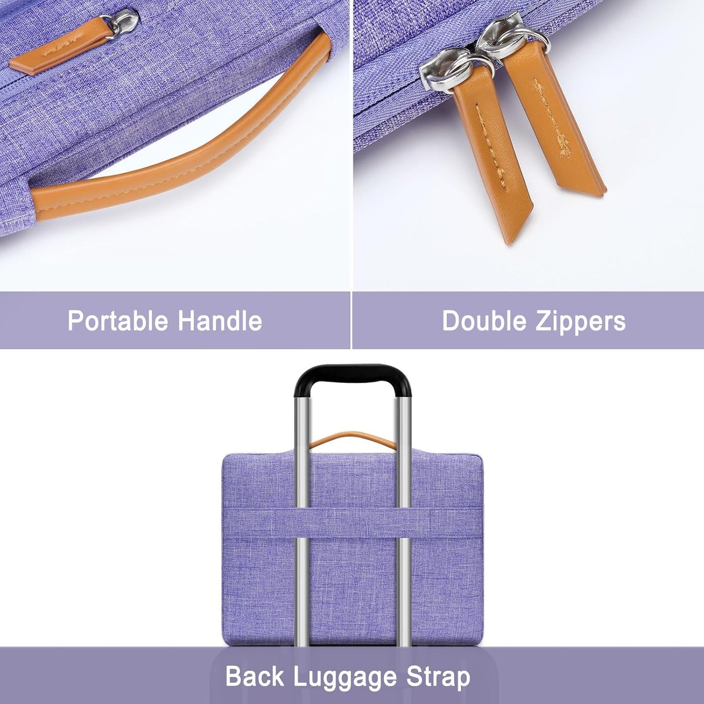 MOSISO 360 Protective Laptop Case 16 inch, 15-15.6 inch Laptop Sleeve Compatible with MacBook Pro 16, HP, Acer, Dell, Lenovo, ASUS, Side Open Carrying Case with 4 Zipper Pockets&Handle, Purple