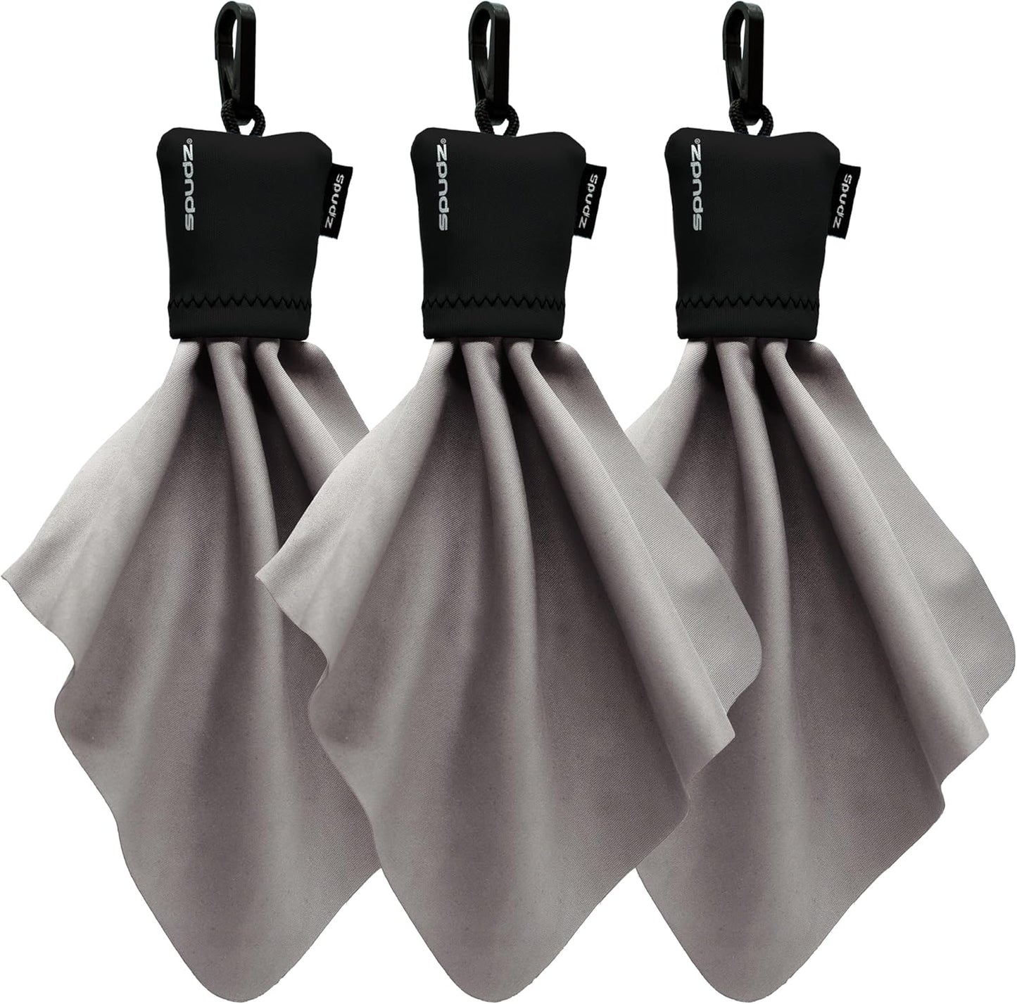 SPUDZ Classic Microfiber Lens Cleaner – Clip-On Pouch, Washable – for Binoculars, Scopes, Glasses, Screens | G10, 6 x 6 Inch (3-Pack)