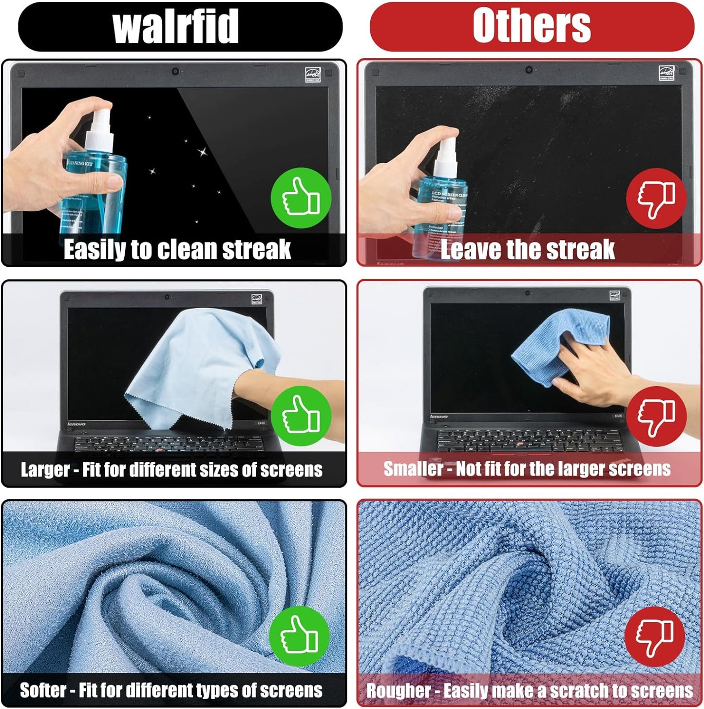 Car Screen Cleaner Spray, walrfid TV Computer Laptop Touchscreen Mist Cleaning Kit Wipe for CD Disc DVD VCD, Electronic Cell Phone iPad iPhone MacBook Pro Tablet Monitor LCD LED Flat Screens