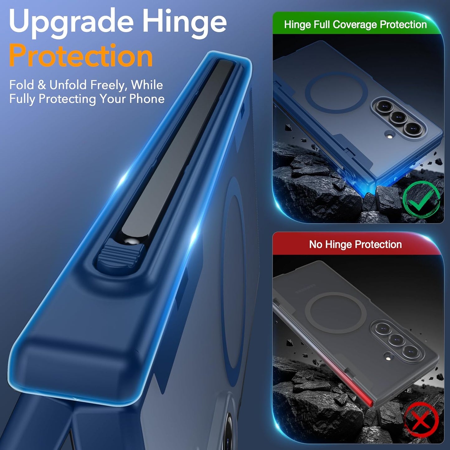 Oneagle Magnetic for Samsung Galaxy Z Fold 7 Case Built in Screen Protector Translucent [Fit for MagSafe] [S Pen Holder Slot] [Hinge Protection] MIL-Grade Shockproof Matte Case for Galaxy Z Fold 7