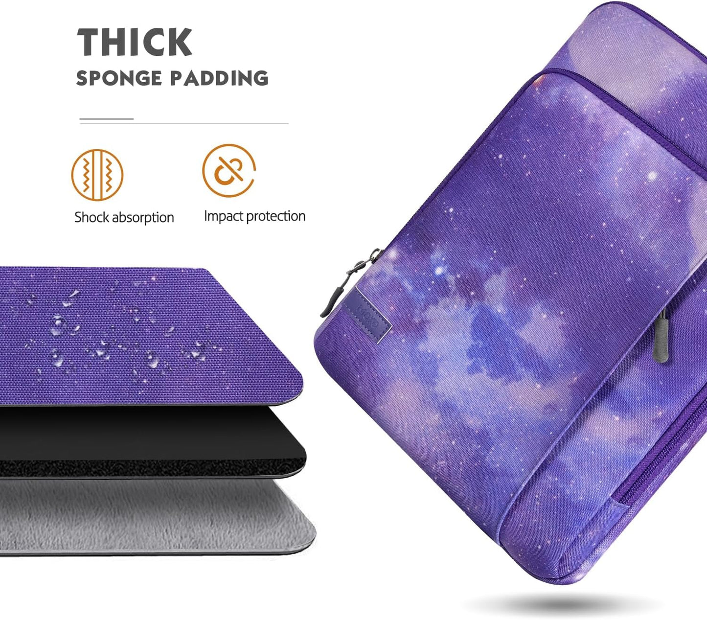 MoKo Laptop Sleeve Bag for 13.3-14 Inch, Notebook Carrying Case with Pocket Fits 13 inch iPad Air M3 2025, MacBook Pro M3/2 14"/13" M2/M1 Max 14.2/Air 13.6, Surface Pro 9/8 13",Purple Starry Sky
