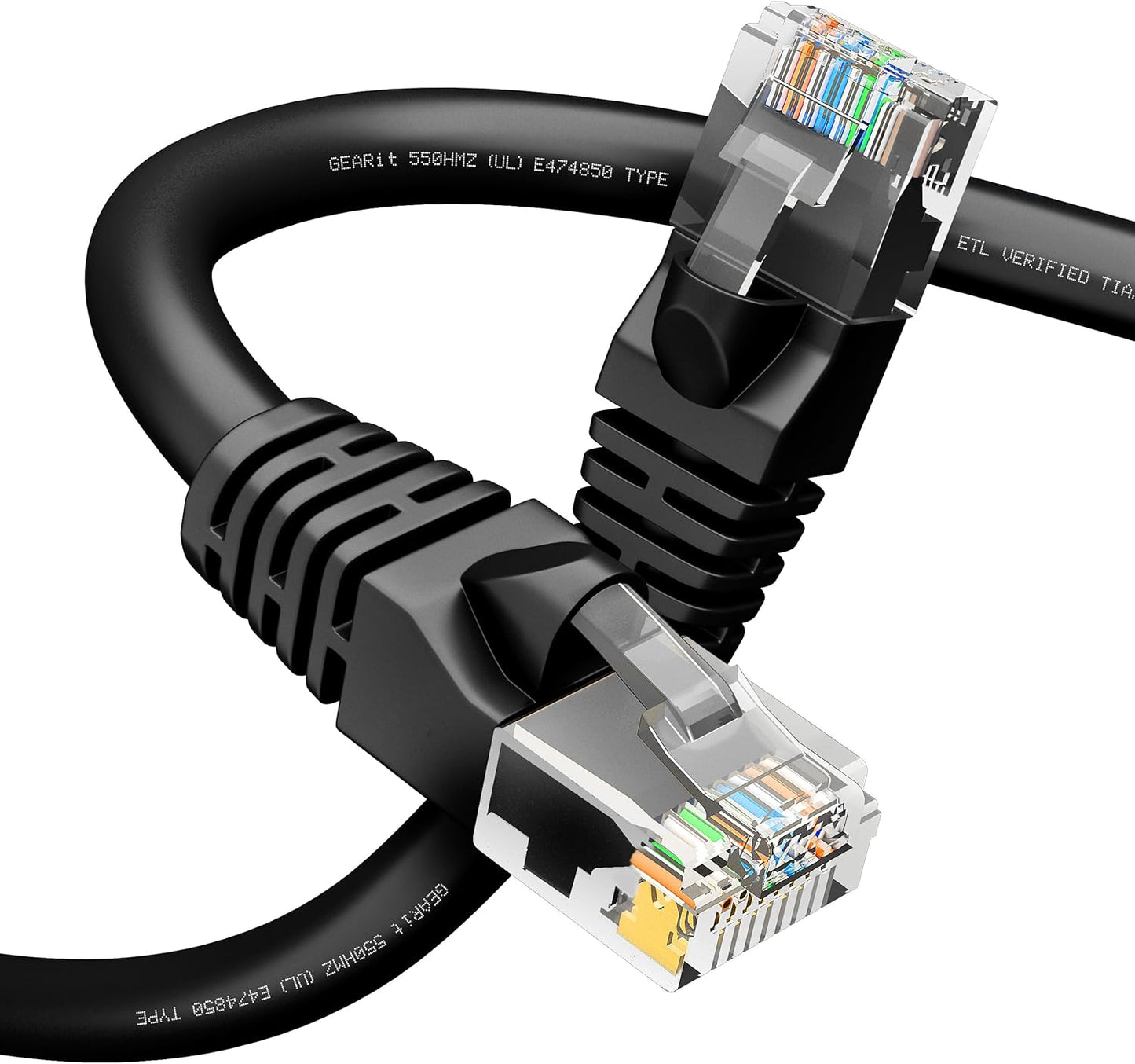 GEARit Cat 6 Ethernet Cable Pack Ð 1-Pack 100 ft Cat6 Ethernet Patch Cables | RJ45 Network Patch Cable, 10 Gbps Snagless Gold-Plated Connectors Ð Ethernet Cable Cat 6 for PC, TV, Router Ð Black