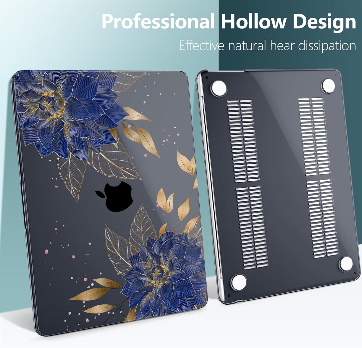 TWOLSKOO for M4 MacBook Air 13.6 inch Case 2025-2022 Release M4 A3240 M3 A3113 M2 A2681, Plastic Hard Shell & Screen Protector & Keyboard Cover & Trackpad Film, Dahlia Flowers