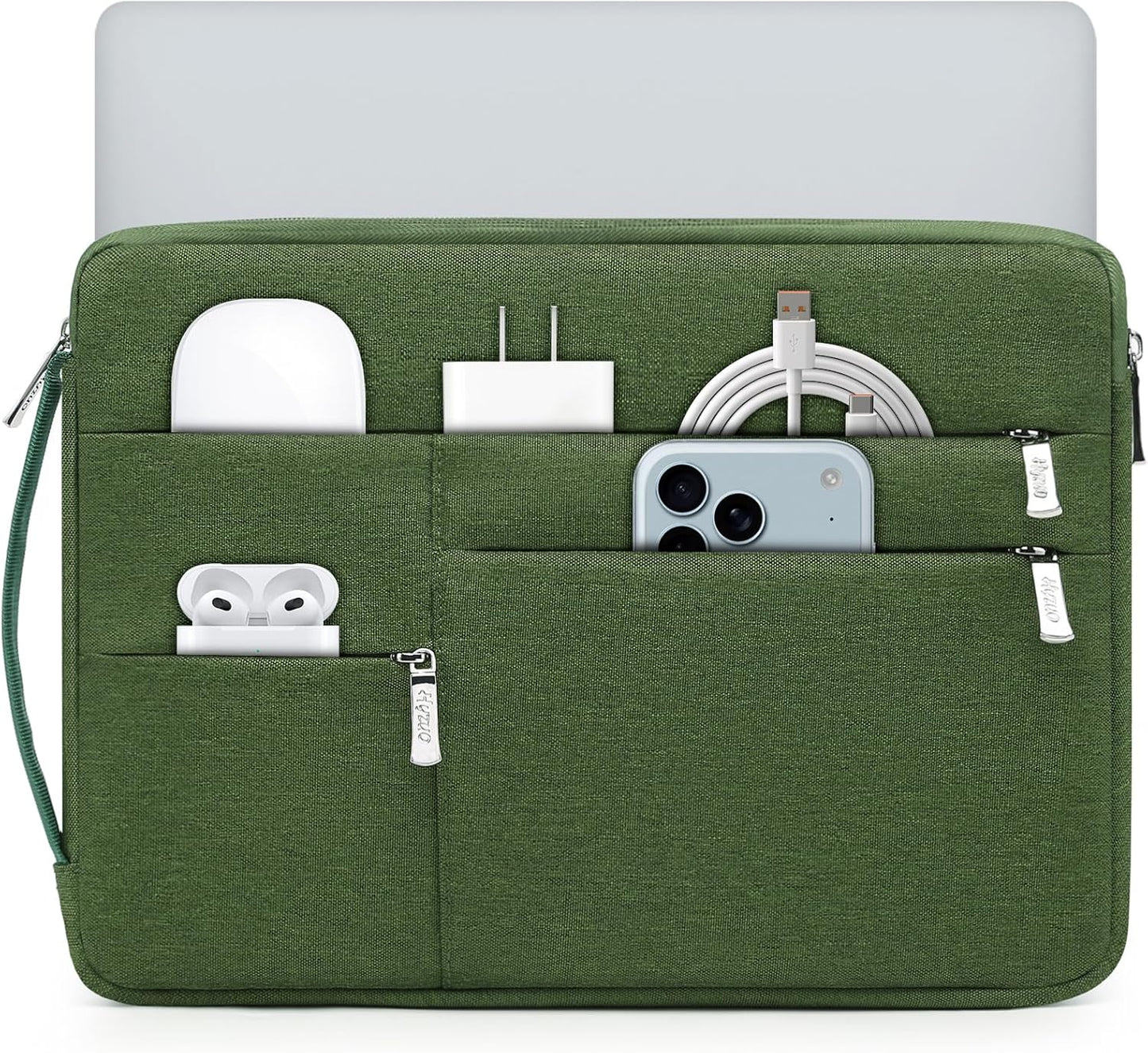 HYZUO 15-16 Inch Laptop Sleeve Bag for MacBook Pro 16 M4/M3/M2/M1 2025-2019, 15" Surface Book, Portable NoteBook Case for 15" 15.6" HP Dell Lenovo ThinkBook Asus Acer Samsung HUAWEI, Grass Green