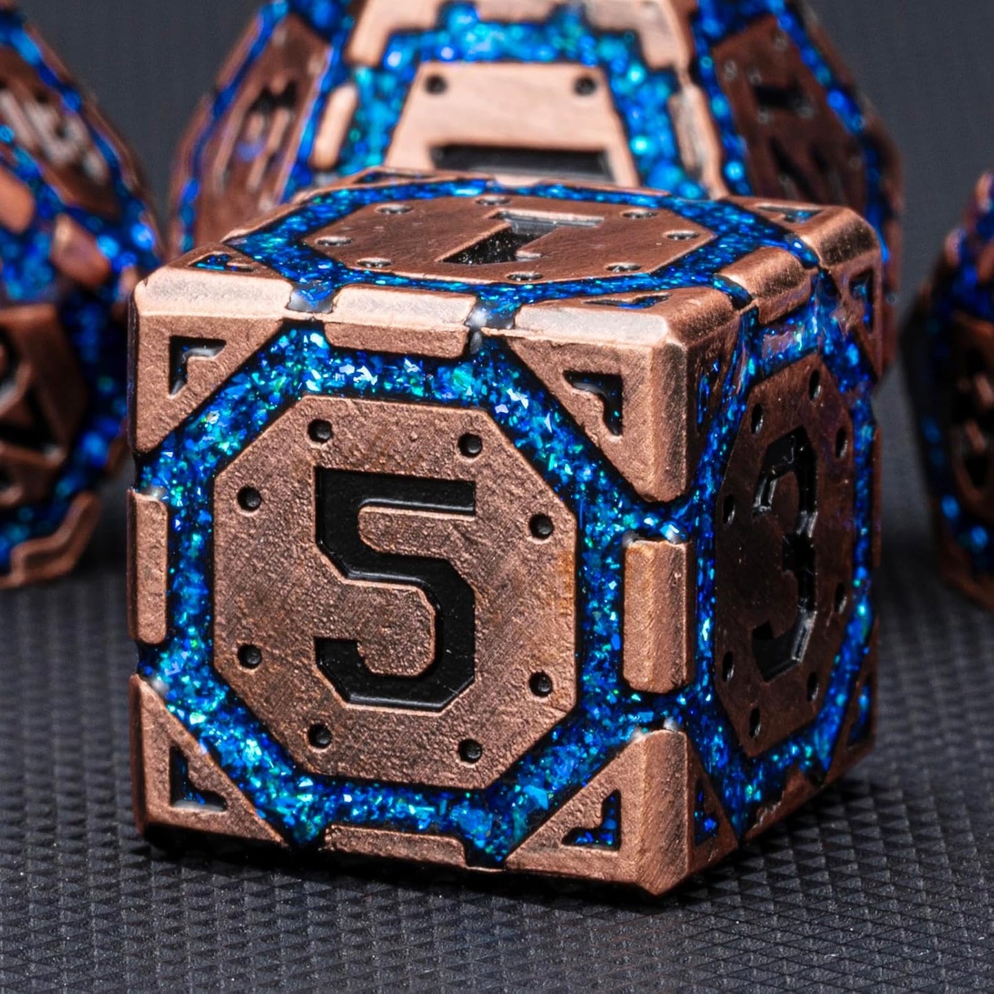 DND Metal Dice Set, Polyhedral Dice Set for RPG D&D Dice with Cracks Dungeons and Dragons Dice Set for RPG TTRPG D&D Die with Gift Case