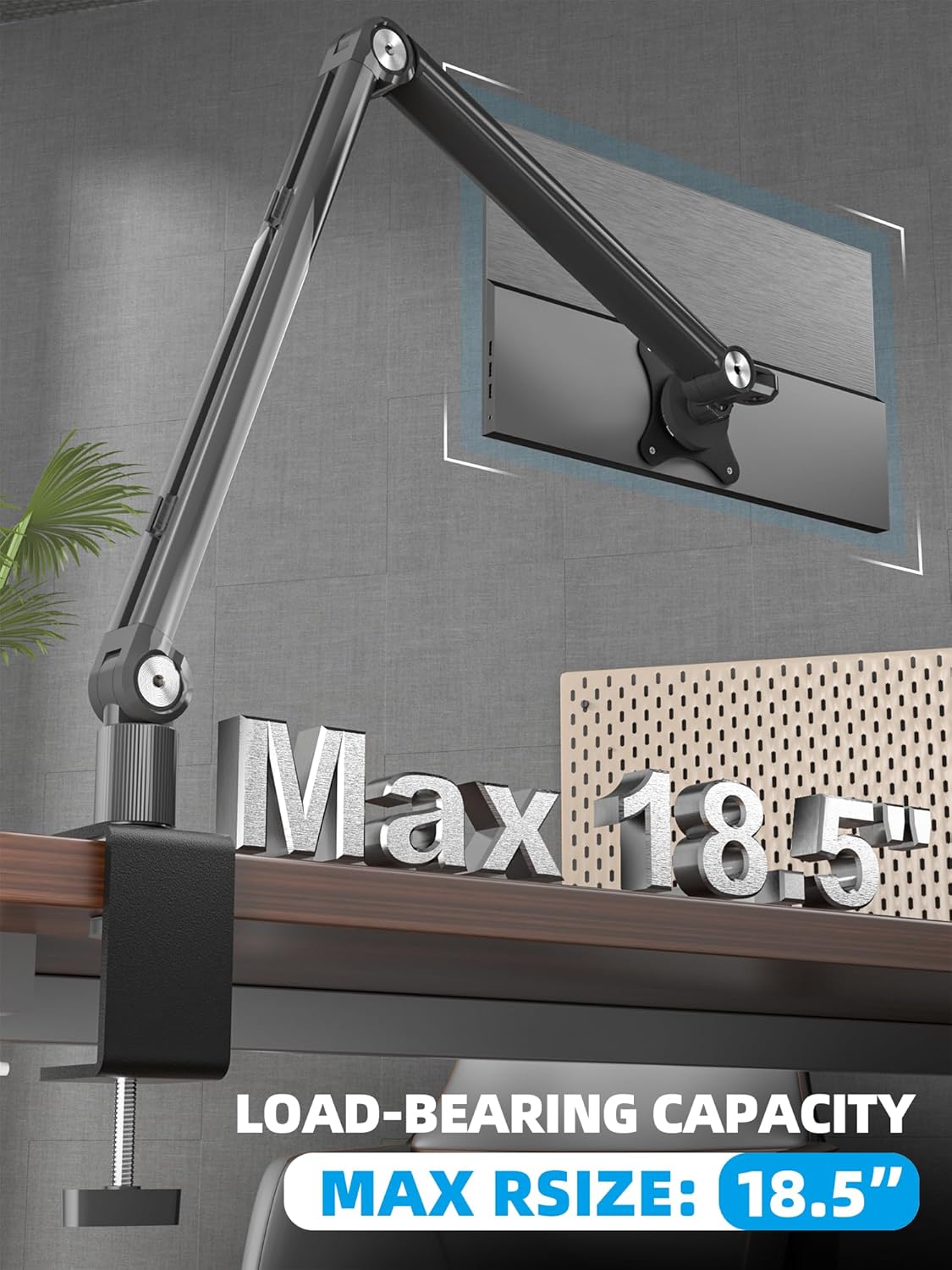 Portable Monitor Arm Magnetic Vesa Mount - 360° Swivel Compatible with 10 10.1 10.5 11 11.6 12 12.5 13.3 13.4 14 15.6 17 17.3 18 18.5 inch Monitor 75x75mm VESA Quick Release FS07D