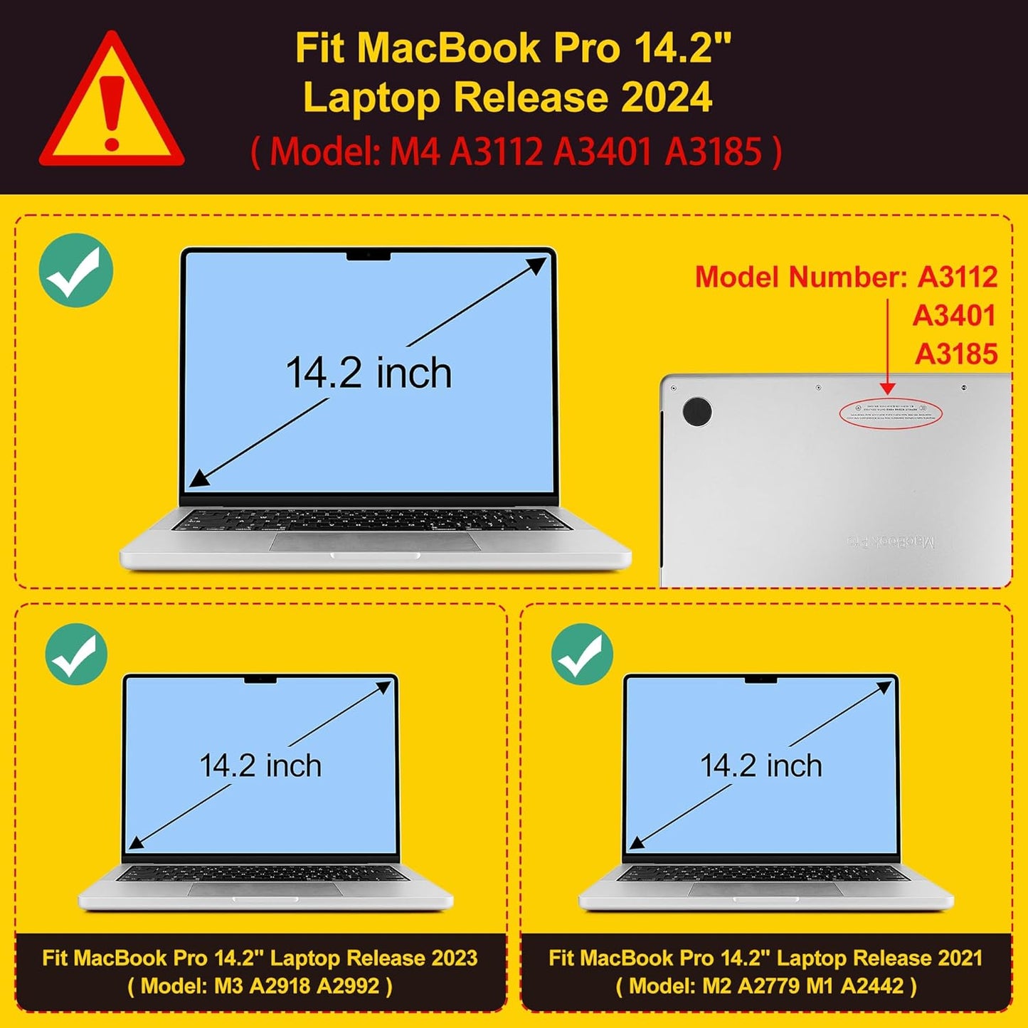 Tuiklol for MacBook Pro 14 Inch Case 2024-2021 Release M4 A3112 A3401 A3185/M3 A2918 A2992/M2 A2779/M1 A2442 Pro/Max,Hard Shell Case with Keyboard Cover & Screen Protector for Touch ID,Bow-2