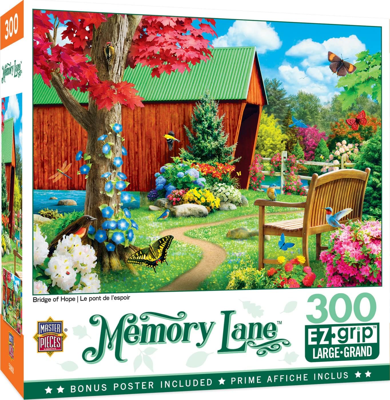 MasterPieces - 300 Piece Jigsaw Puzzle, Large EZ Grip Shapes, Bridge of Hope, Fun for Adults, Seniors, Family, Kids, Non-Glare Finish, 18"x24"