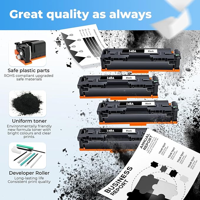148A Toner Cartridges Black for HP 148A 148X W1480A W1480X Printer Laser Jet Pro 4001n 4101fdw Toner Cartridge Laser Jet Pro MFP 4001n 4101fdw 4001dn 4001dw 4101fdn 4101dw HP148A HP148 Toner 2 Pack