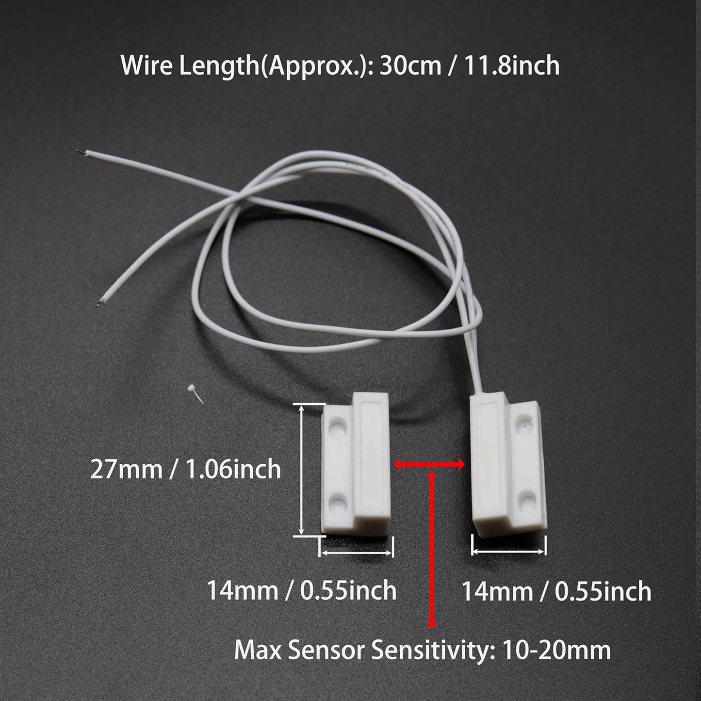 Magnetic Reed Switch NO Surface Mount Wired Door Window Contact Sensor with Adhesive Paper for Home Security and Burglar Alarm Systems MC-38 5pcs