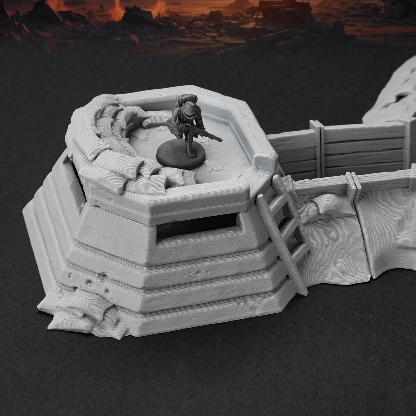 AUSPDICE RPG Terrain AF695 Trench Set – Modular Defensive Position for DND Map Layouts, Wargame Accessories, Dungeon Walls, and 28mm–32mm Miniature Tabletop RPG Games