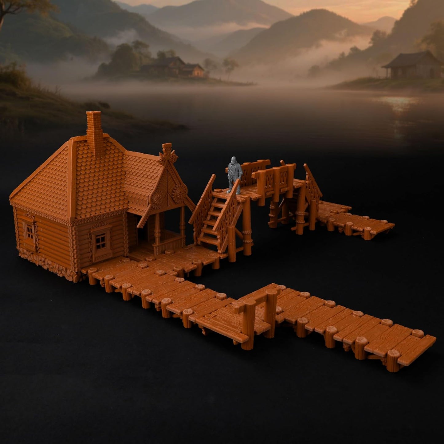Modular Wharf RPG Terrain Set for Tabletop Roleplaying – Highly Detailed DND Accessories, TTRPG Buildings, Dungeons and Dragons Map Props for 28mm Miniatures-AF689