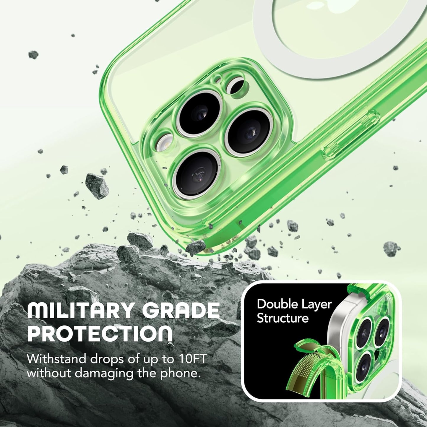 Magnetic for iPhone 15 Pro Max Case, Compatible with MagSafe, Built-in Privacy Screen Protector and Camera Protection, Anti Spy Full Body Dustproof Shockproof Hard Phone Case 6.7",Bright Green