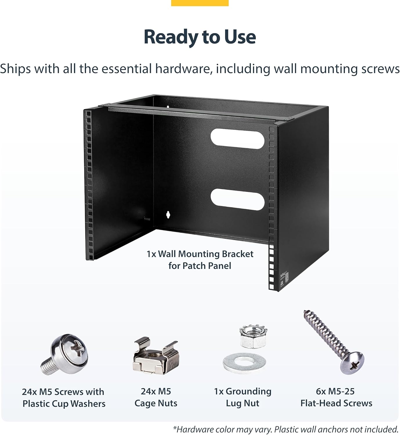 StarTech.com 8U Wall Mount Patch Panel Bracket - 13.75 inch Deep - 19" Patch Panel Rack for Shallow Network Equipment- 80lbs Capacity, TAA (WALLMOUNT8)