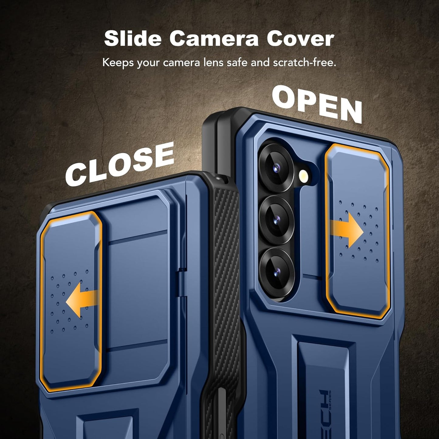 TONGATE for Z Fold 6 Case, [with S Pen Slot & Hinge Protection] [Privacy Glass Screen Protector] Full-Body Military Drop Phone Case for Samsung Galaxy Z Fold 6 with Kickstand & Belt Clip, Blue Privacy