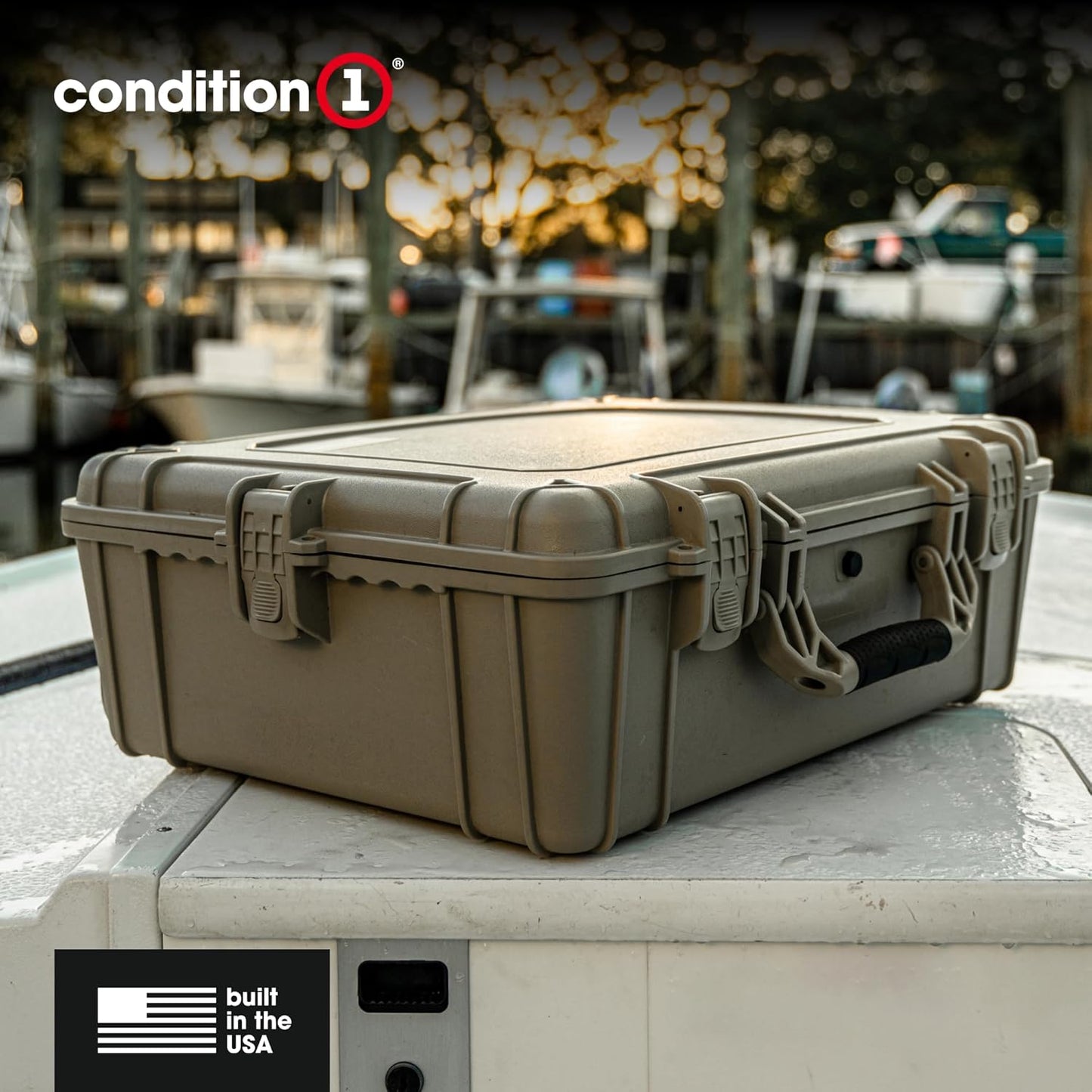 Condition 1 25" Large Waterproof Hard Case Model 839 with Foam, Portable Protective Storage Box for Travel, Hunting, Military, Tactical, Made in USA, 24.50"x 19.46"x8.41" Orange
