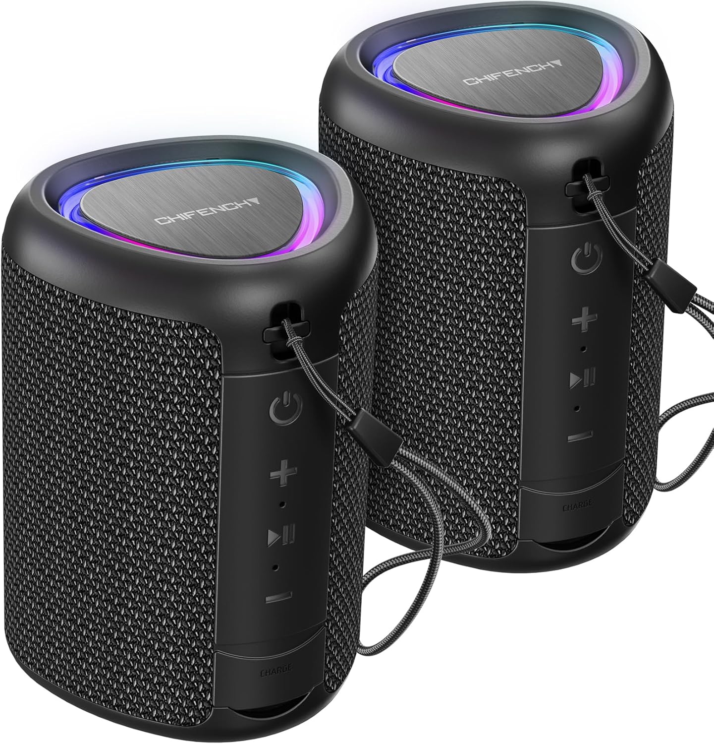 Portable Bluetooth Speaker with Lights, Stocking Stuffers, Powerful Crystal Clear Sound, IPX5 Waterproof, All Day Playtime, BT 5.3, TWS Paring, Small Wireless Speaker for Outdoor, White Elephant Gifts