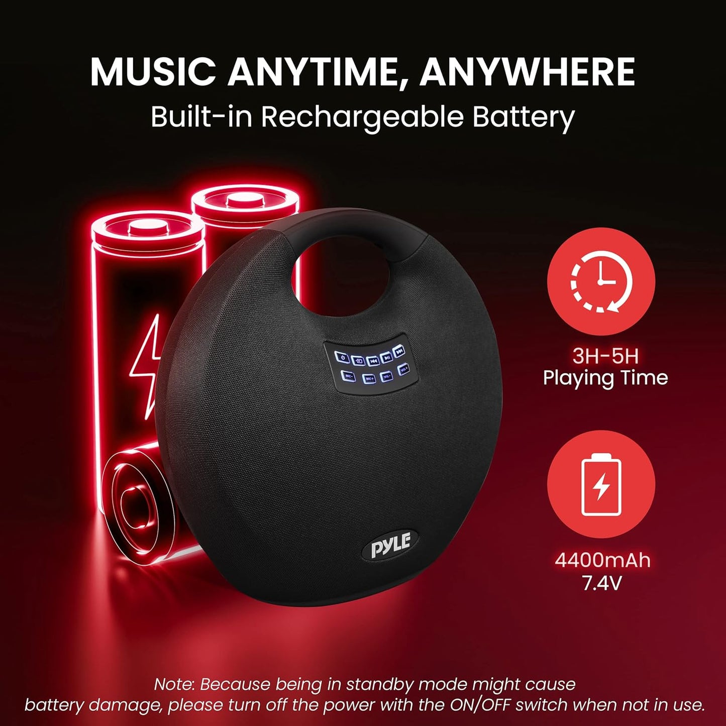 Pyle Wireless Portable Bluetooth Speaker, with Built in Rechargeable Battery, Wired Microphone, Clear Surround Sound, Mini IPX4 Waterproof Speaker for Indoor and Outdoor Activities
