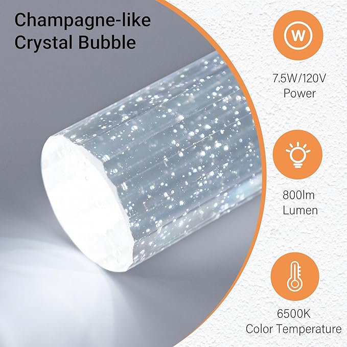 1 Pack Pendant Ceiling Light Fixture, Pendant Lights for Kitchen Island Crystal Pendant Light, 1-Light Integrated Kitchen Hanging Light Fixture Modern Island Light with Bubble Glass