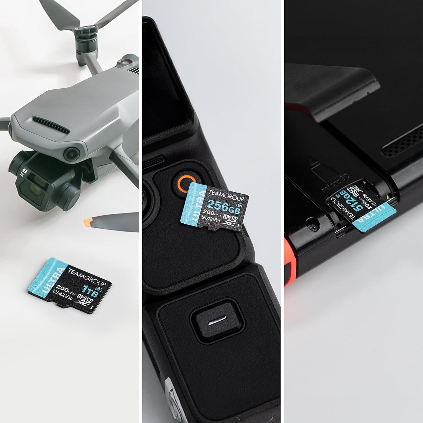 TEAMGROUP A2 Ultra Card 512GB Micro SDXC UHS-I U3 A2 V30, R/W up to 200/170 MB/s with Adapter TULMSDX512GIA2V3022503
