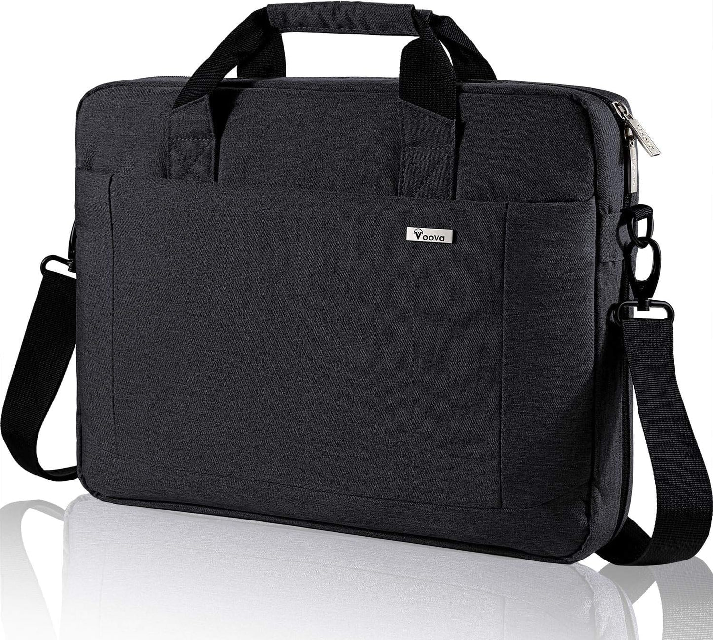 Voova Laptop Bag Case 15 15.6 16 Inch, Computer Sleeve Messenger Bag with Shoulder Strap Expandable Waterproof Business Briefcase for Men Women to Work Travel School, Fit 14-16 Inch Laptop, Black