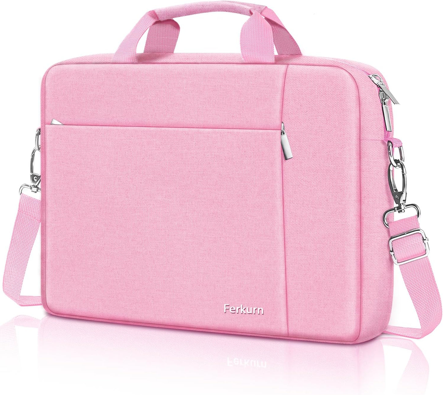 Ferkurn Laptop Bag Case for Women Men Computer Bag Compatible with HP Envy Pavilion Omen/LG Gram/MSI/Dell Inspiron XPS/Lenovo/Acer, Shoulder Strap Carrying Messenger Briefcase, Pink, 17 17.3 Inch