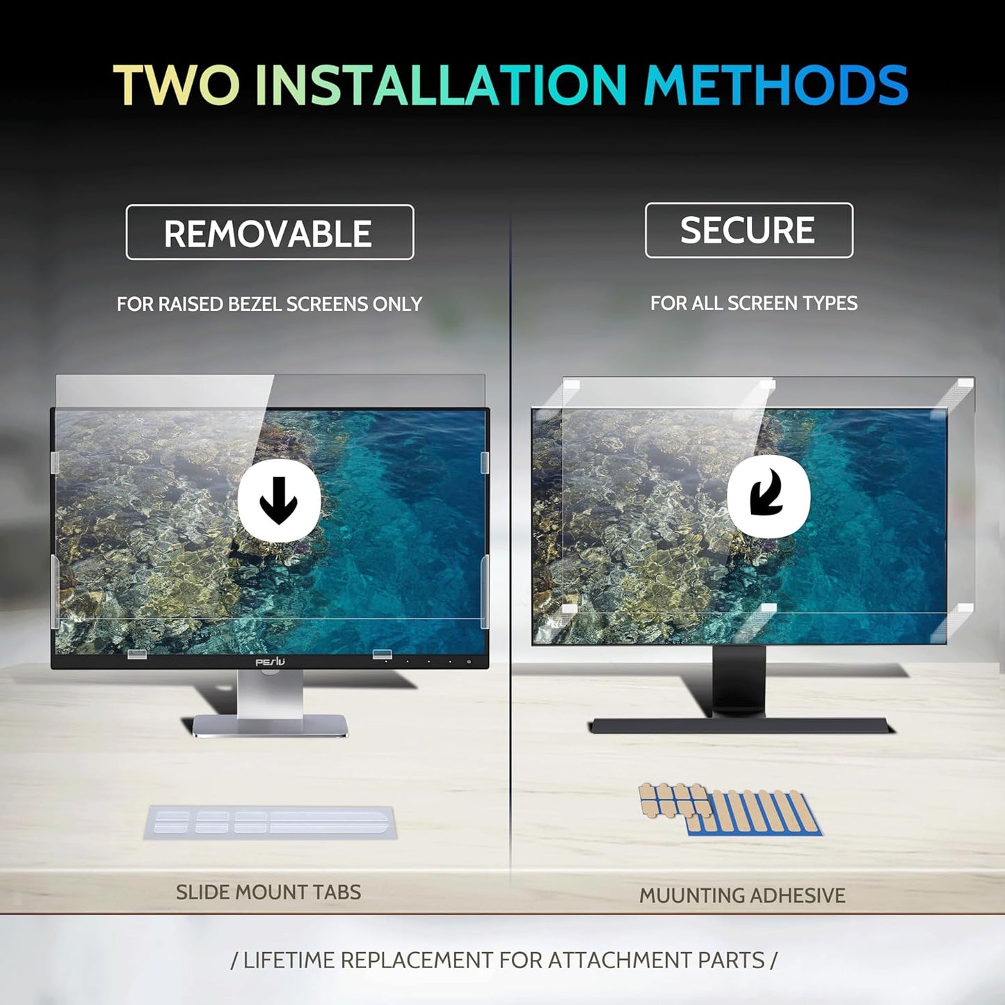 [2 Pack] 32 Inch Privacy Screen for Computer Monitor 16:9 Aspect Ratio, Eye Protection Anti Blue Light Glare Shield, 32inch Removable Black Blackout Anti Spy Desktop Security Private Filter