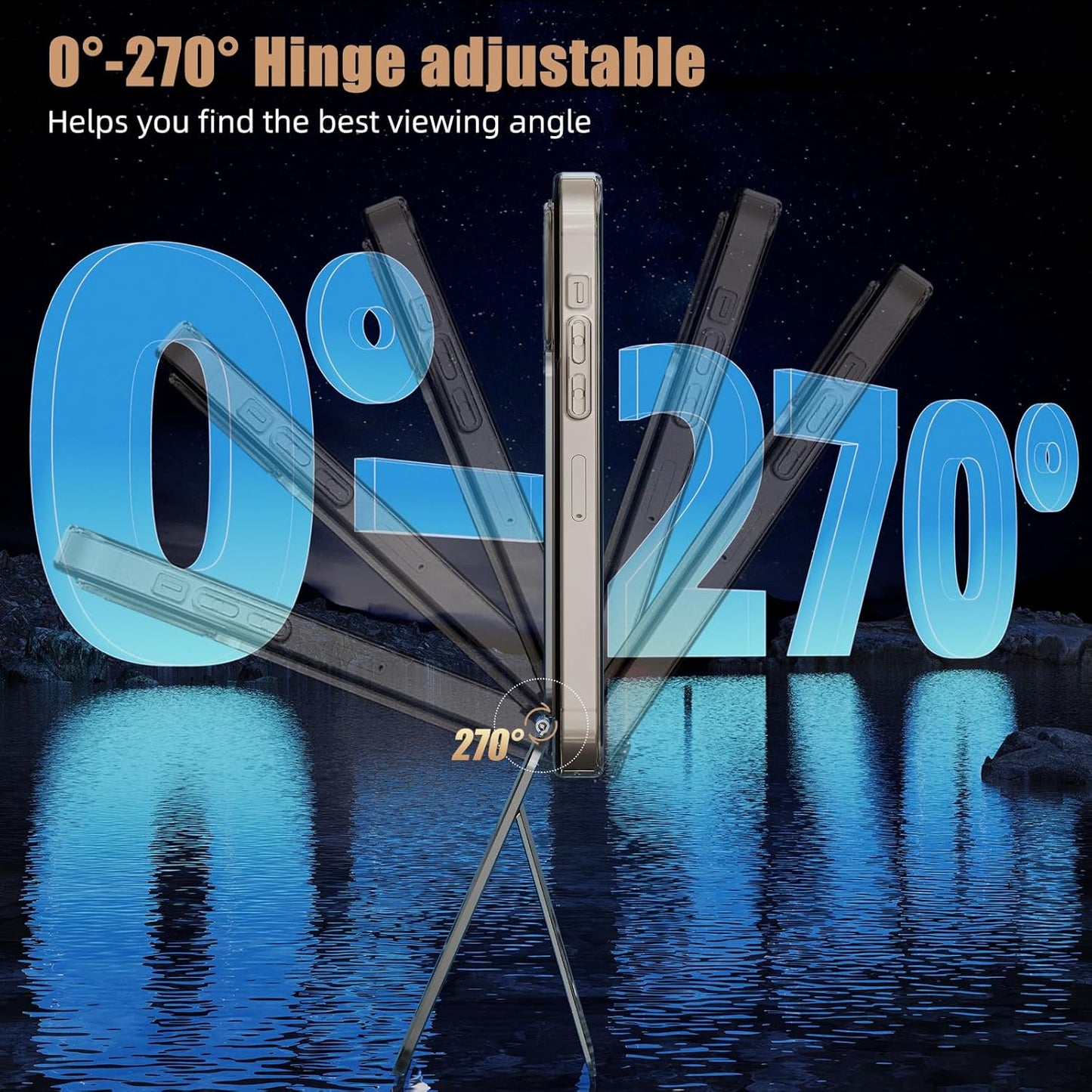 Phone Tripod Stand, Aluminum Alloy Mini Tripod Compatible with Magsafe iPhone 16/15/14/13/12 Series, Foldable Strong Magnetic Phone Stand, Mult-Angle Adjustment Selfie Stick（Desert Gold）