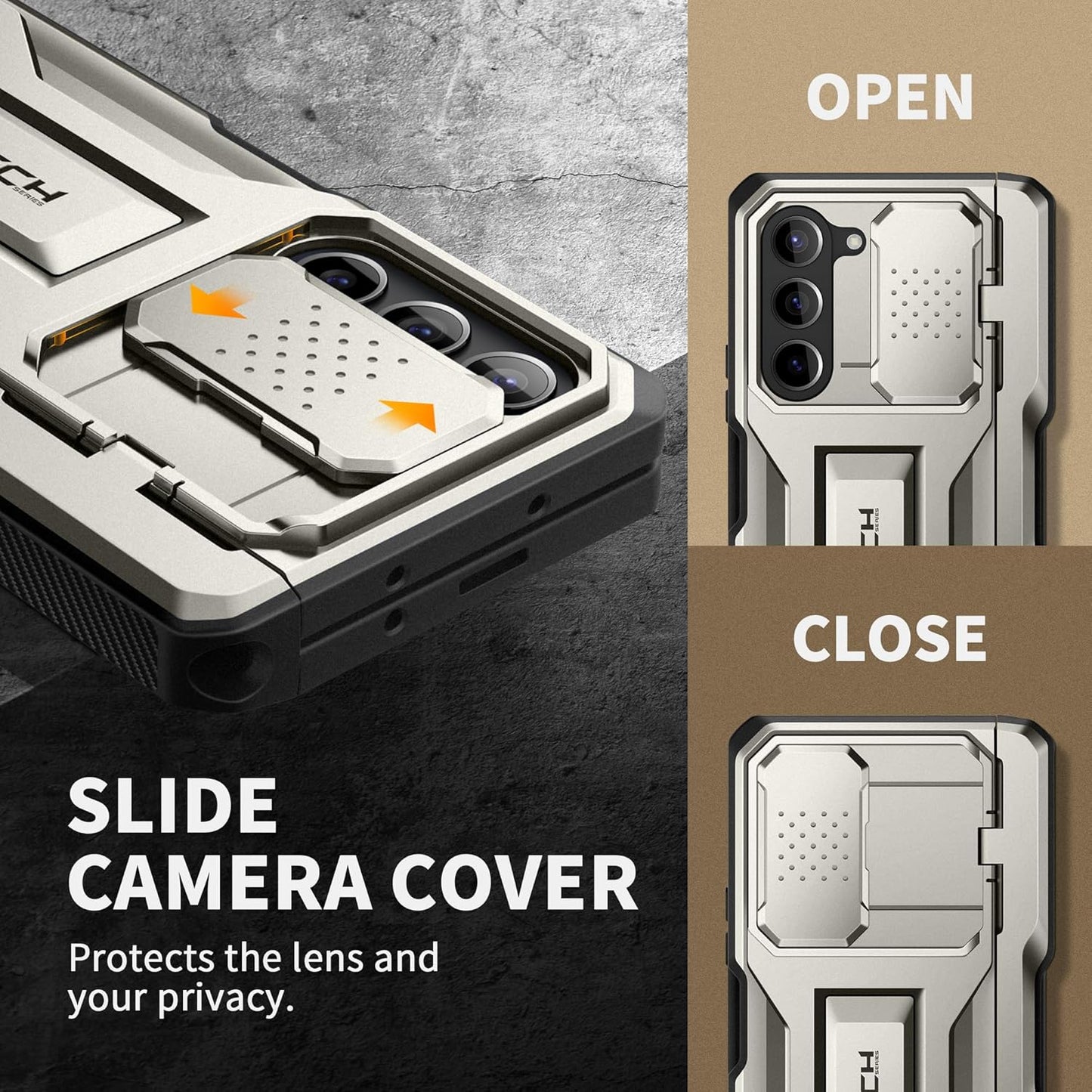 TONGATE for Z Fold 5 Case, [with S Pen Slot & Hinge Protection] [Tempered Glass Screen Protector] Full-Body Military Drop Phone Case for Samsung Galaxy Z Fold 5 with Kickstand & Belt Clip, Tigray