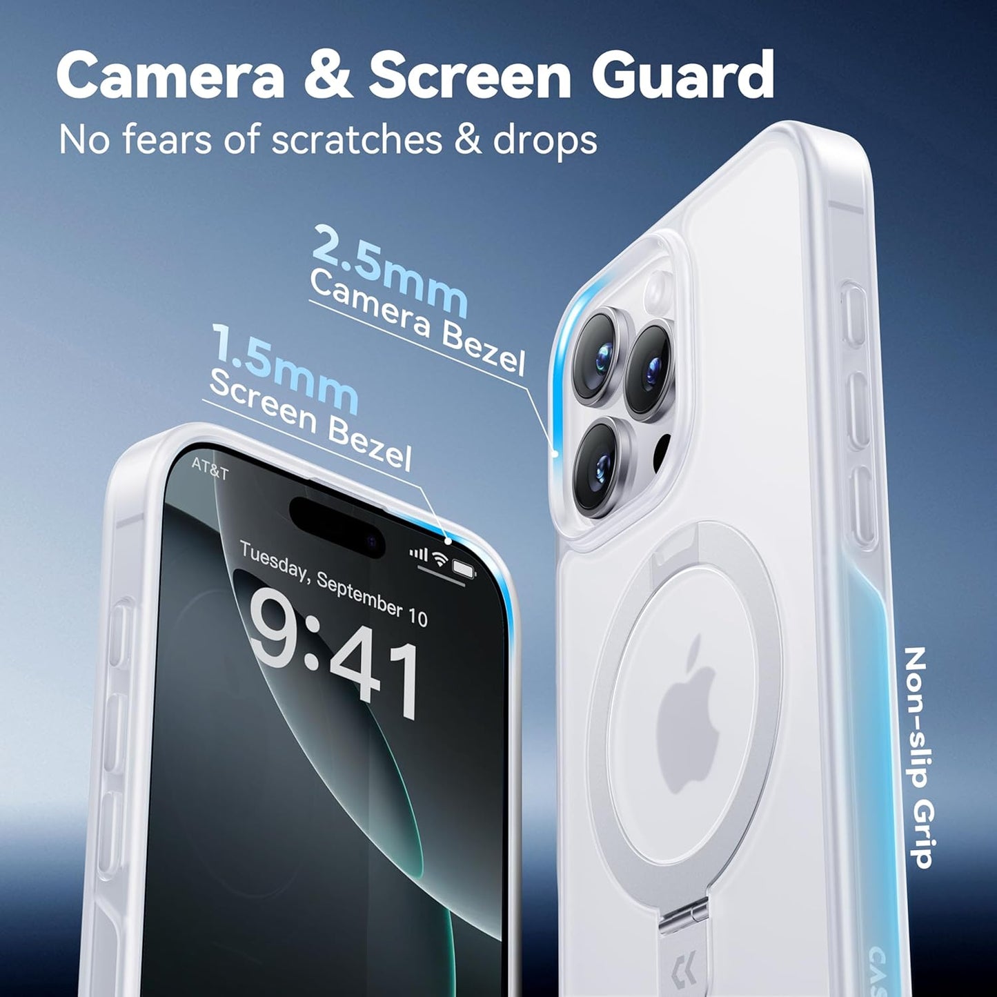 CASEKOO Designed for iPhone 16 Pro Max Case with Magnetic Invisible Stand [Military Drop Protection] [Compatible with MagSafe] Shockproof Slim Translucent Matte Promax Case 6.9 Inch，Translucent White