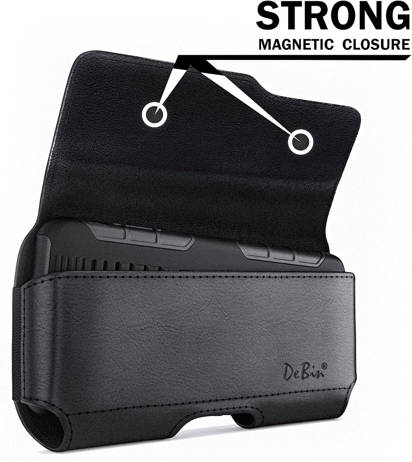 DeBin Case for Galaxy S25 S24 5G S23, S22, S21, S20, S10, S9, A10e, A01, Note 10, Cell Phone Belt Holster Clip Pouch Holder Cover (Fits Samsung with Case on) Black