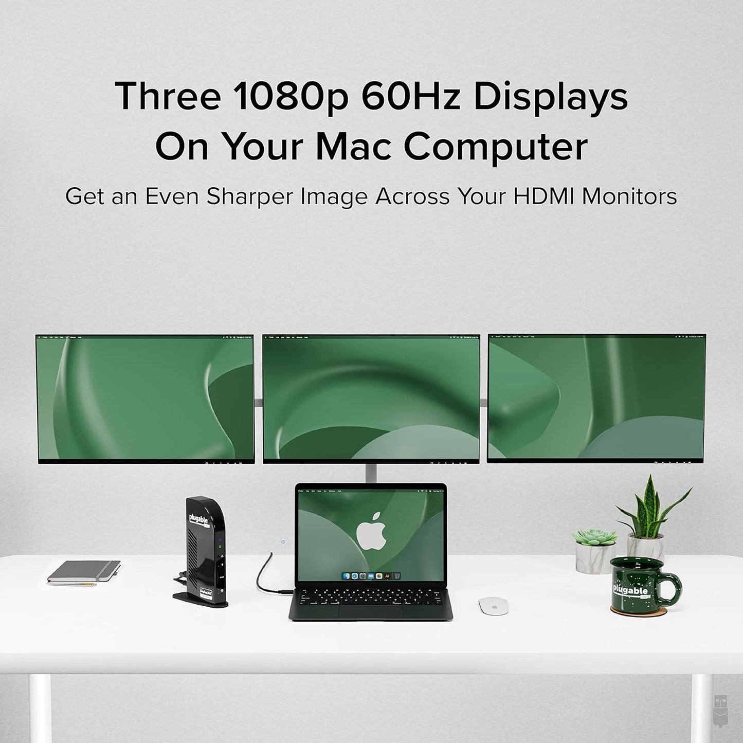 Plugable 14-in-1 USB C Docking Station | 4X HDMI Quad Dock with 100W Charging, HDMI Displays | Compatible with Windows, Thunderbolt (4X USB, 1x USB-C, Ethernet, SD Card, Audio) UD-3900C4