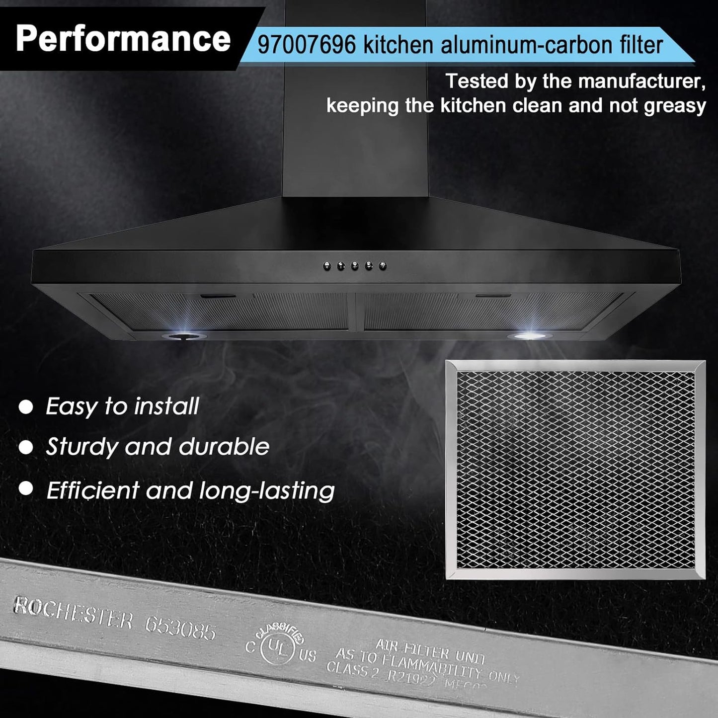 97007696 Charcoal Filter Replacement for Range Hood 41F Grease Filter 6105c 8-3/4" x 10-1/2" Aluminum Mesh Charcoal Carbon Filter Compatible with Most Brand Stove Vents -3 PACKS by Fetechmate