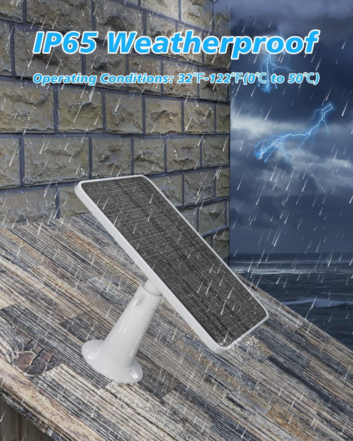 Solar Panel Charger Compatible with Arlo Pro 5S/Pro 4/Pro 3/Pro 3 Floodlight/Ultra/Ultra 2 Camera, 6V 4.5W Solar Panels Charging IP65 Weatherproof w/ 9.8ft Charging Cable Adjustable Wall Mount, 1 Pack