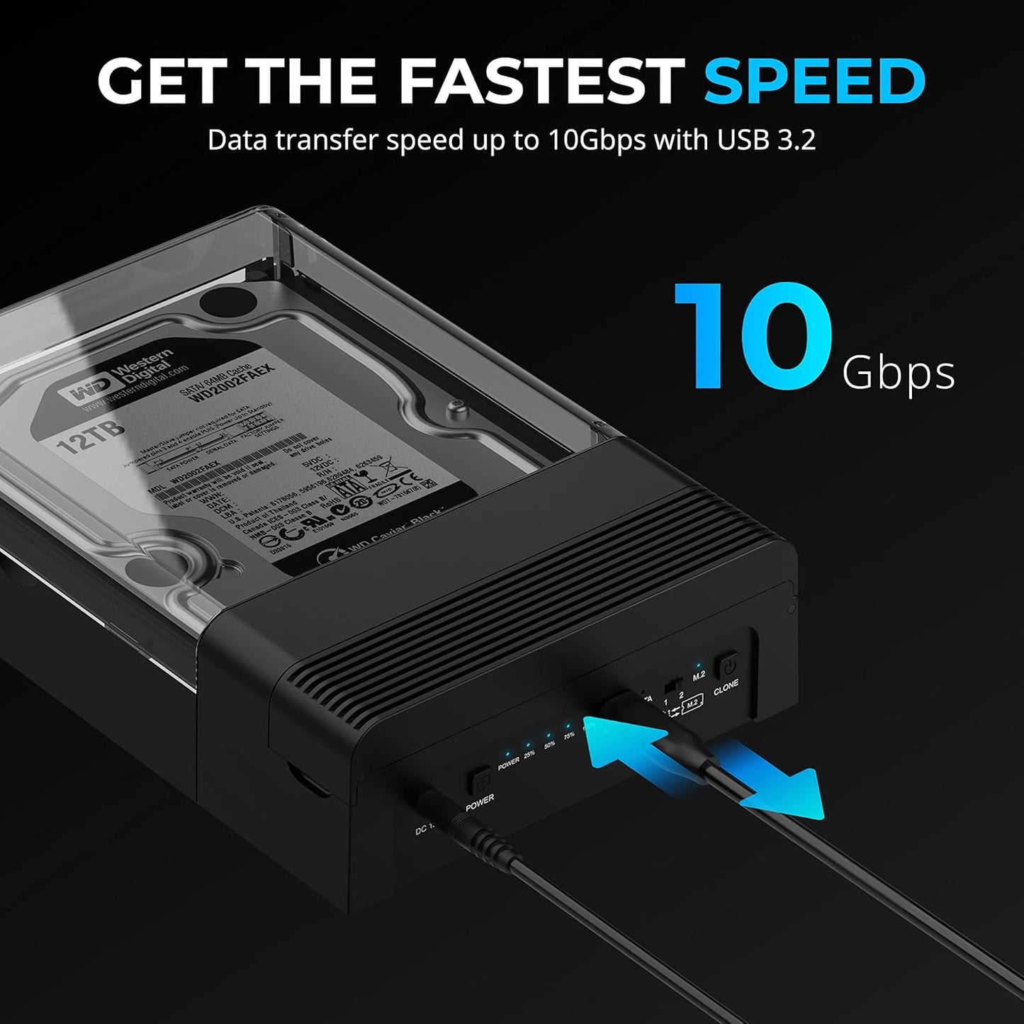 SABRENT USB-C Lay Flat Docking Station – NVMe M.2 + SATA 2.5”/3.5” SSD/HDD Enclosure, 10Gbps, Tool-Free, Offline Clone Function, USB 3.2 Type-C, for Windows, Mac, Linux (DS-UFNC)