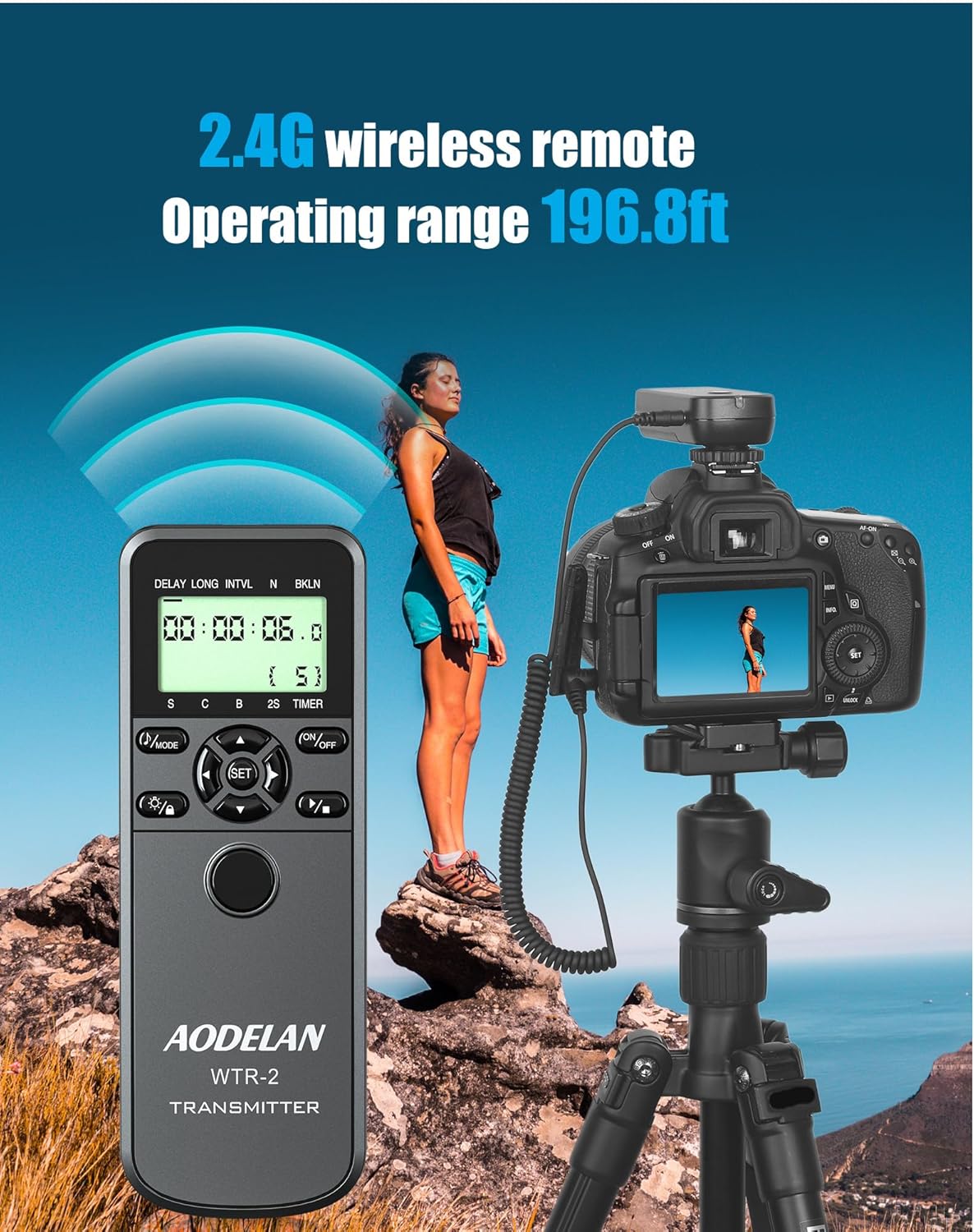 AODELAN Wireless Intervalometer Timer Remote Control, Long Exposure Shutter Release for Sony A99 A77II A77 A33 A55 A57 A100 A200 A500 A850; Replaces Sony RM-L1AM Cable