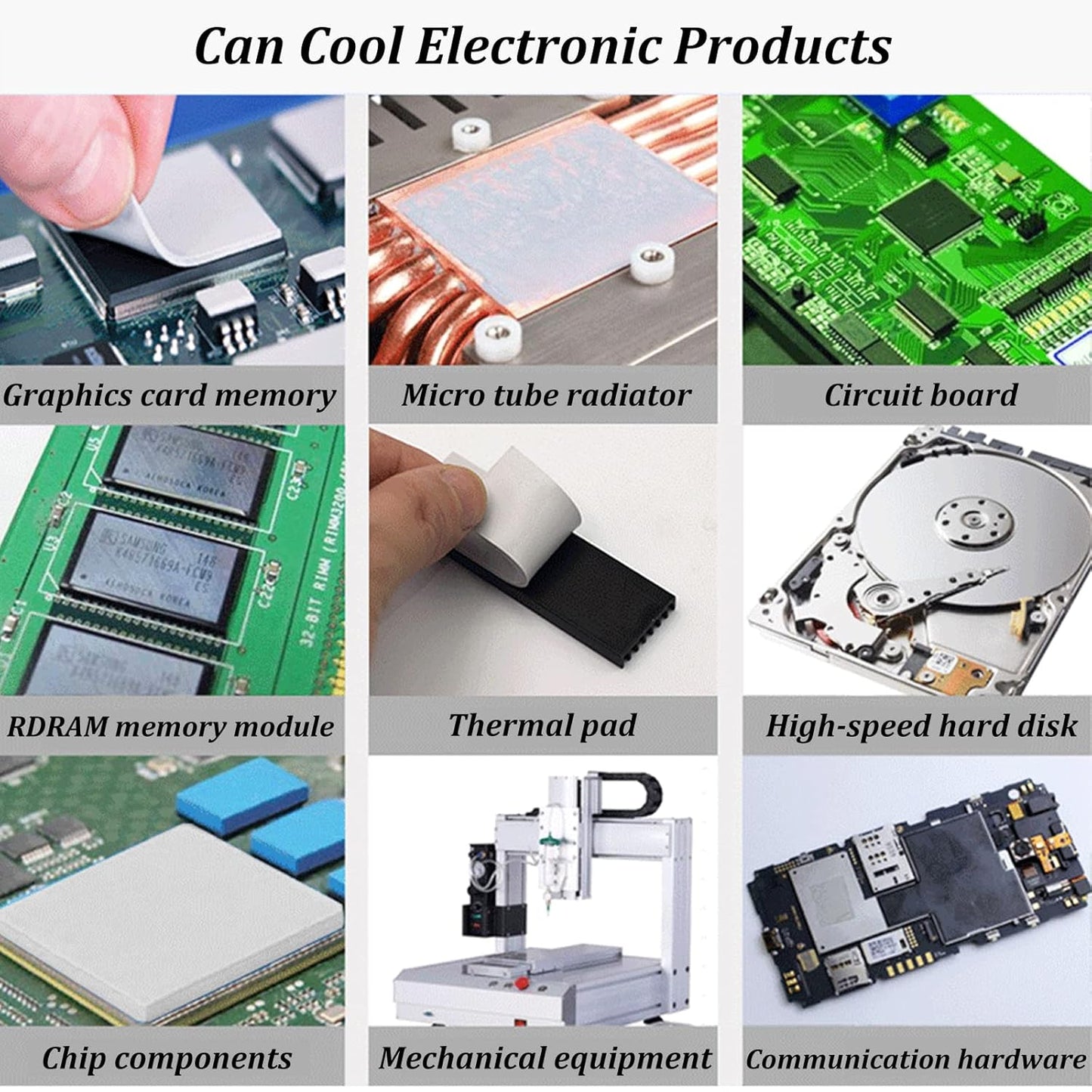 Thermal Pad 14.8 W/mK, 120x120x1.5mm, Non Conductive, High Temp Resistance, Silicone, For Laptop, GPU, CPU, LED Cooler