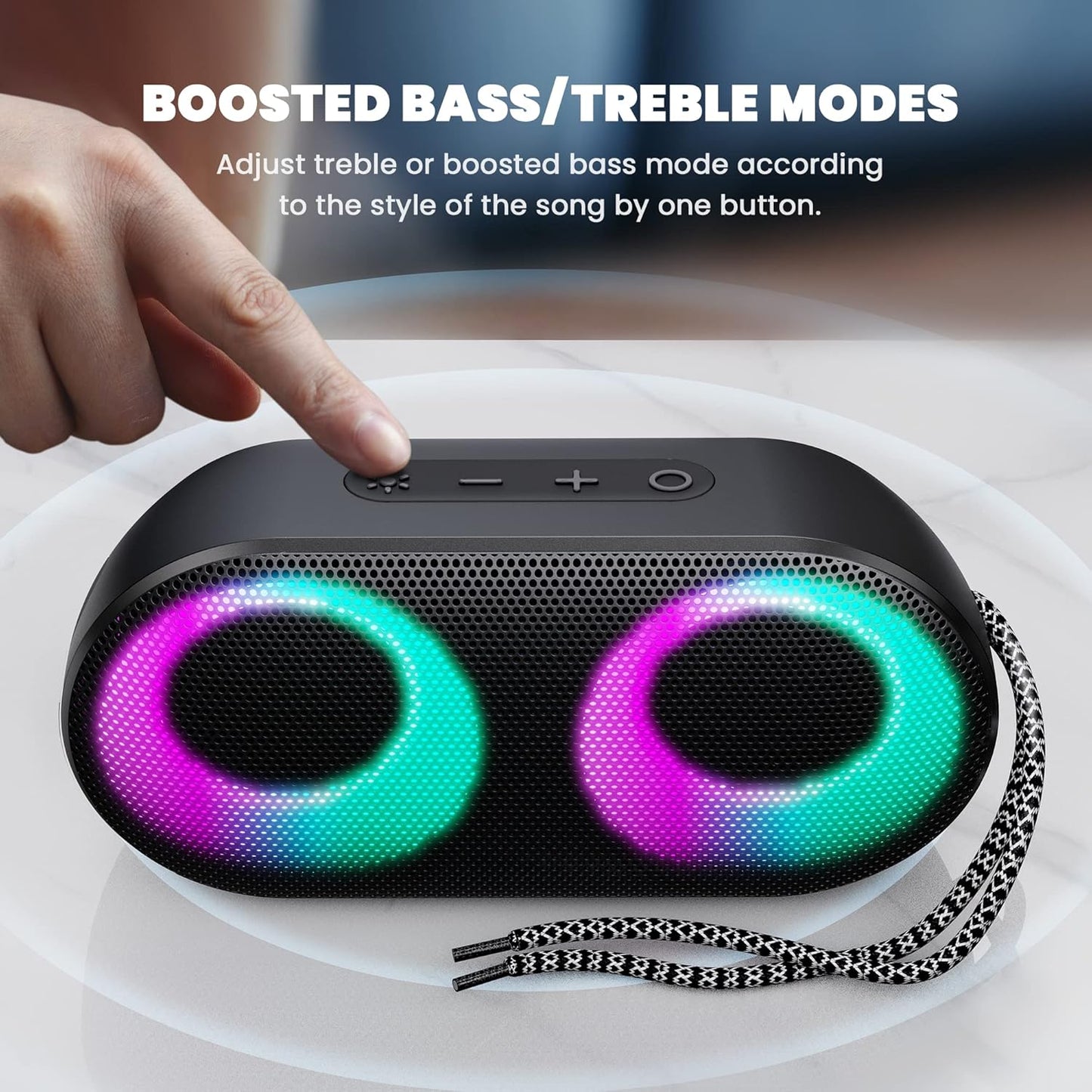 MIATONE Drum Shower Speaker with LED Lights, IPX7 Waterproof Bluetooth Speaker, 15W Loud Sound, Bluetooth 5.3, 24H Playtime, Portable Speaker for Bathroom, Shower, Pool, Beach, Teen Boys Girls Gifts
