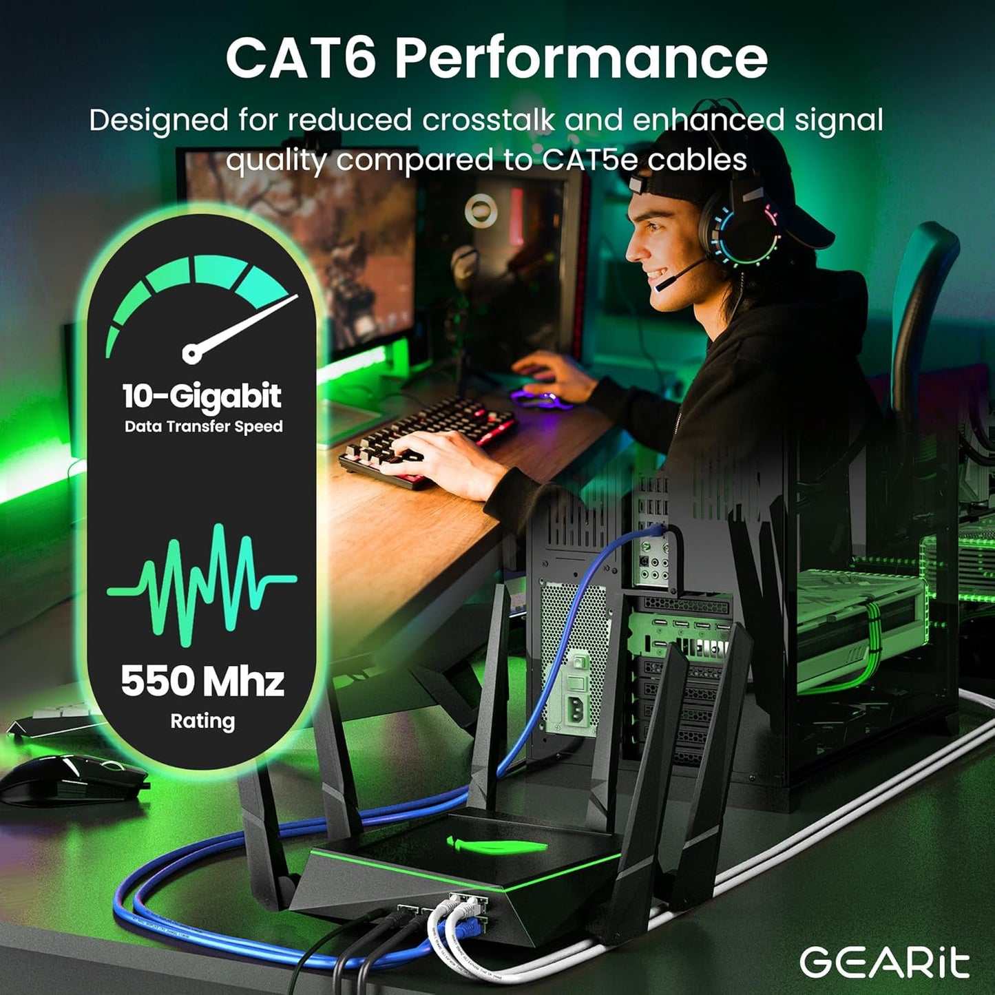GEARit 1 ft Cat6 Ethernet Cable (24-Pack) - Blue