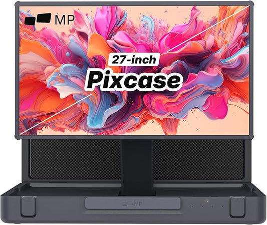 MP Mobile Pixels 27" Pixcase Computer Monitor, 1080P Touchscreen with 16GB RAM, Google Play Access, 40W Speakers, Compact Suitcase Design, Gamepad & Remote Included, Windows/Mac/Switch/Consoles