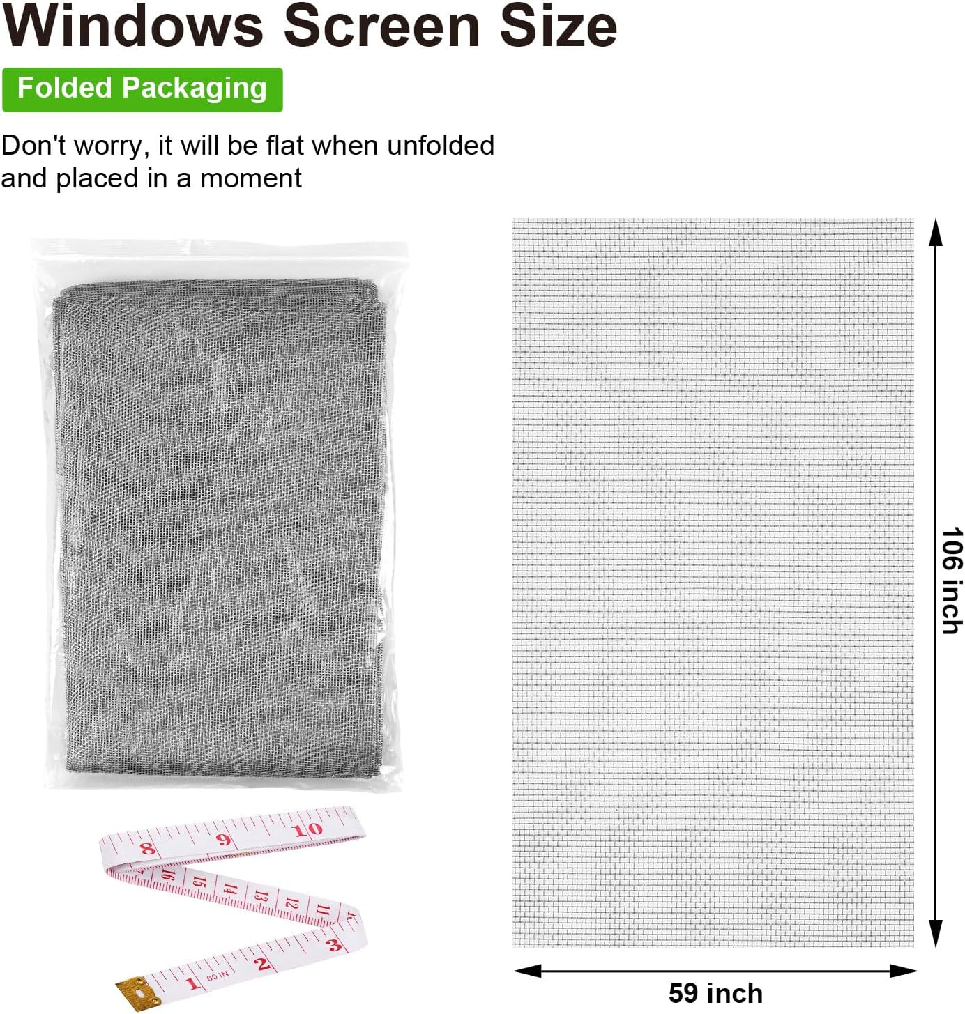 Replacement Window Screens, 59X106 Inch Durable Window Screen Mesh for Patio Porch Door Windows, DIY Adjustable Fiberglass Screen Repair Kit Sliding Net Roll Pet, Gray by Ouskr