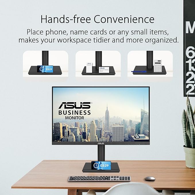 ASUS 27” 1080P Business Monitor (VA27DQFS) - IPS, 100Hz, 1ms, Adaptive-Sync, HDMI, DisplayPort, VGA, for Working and Gaming, Ergo Design, Blue Light Filter, Flicker Free, 3 yr Warranty TAA Compliant