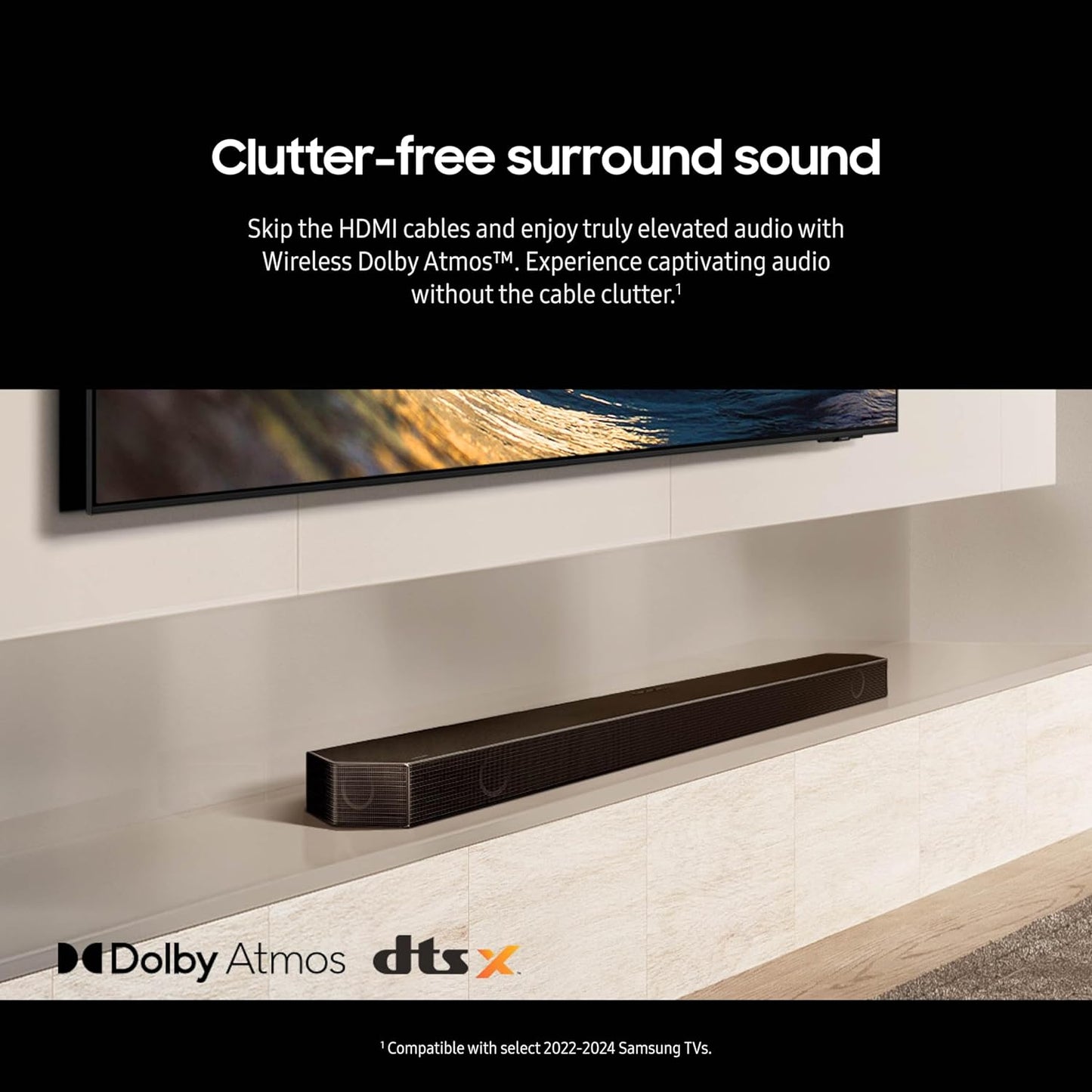 SAMSUNG Q990D 11.1.4ch Soundbar w/Wireless Dolby Atmos Audio, Rear Speaker Included, Q-Symphony, SpaceFit Sound Pro, Adaptive Sound, Game Mode Pro with Alexa Built-in, HW-Q990D/ZA