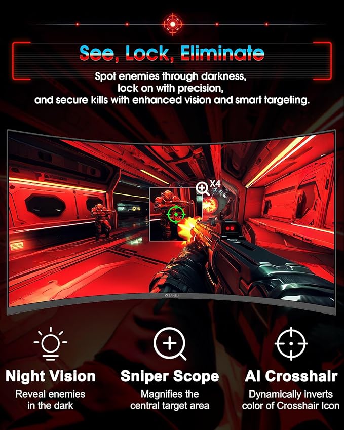 SANSUI 34 Inch UWQHD 200HZ Curved Gaming Monitor, FastVA 3440x1440P Ultrawide 1500R Curved Gaming Computer Monitor 21:9 with PIP PBP, AI Tech Enhance, 2xHDMI2.1 DP1.4Ports(HDMI2.1 Cable Incl.)