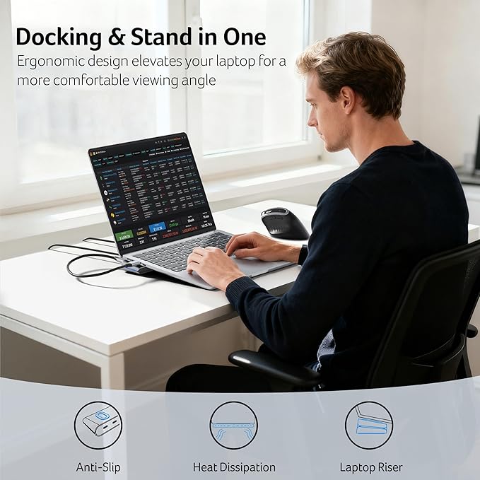 Acer Laptop Docking Station Stand, 11-in-1 USB C Docking Station 3 Monitors with Dual HDMI 4K@60Hz+DP 8K, Ethernet, 10Gbps Data, 100W PD, SD/TF, USB C Dock with Detachable Cable for Acer/Dell/Mac/HP