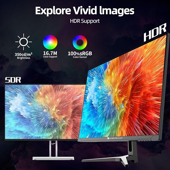 32 Inch UHD Gaming Monitor 4K, 60Hz (3840 X 2160) Computer Monitor, HDR400, DCI-P3 86%，100% sRGB, Eye Care, Freesync, HDMI, Dp Port and Built-in Speaker, Support Wall