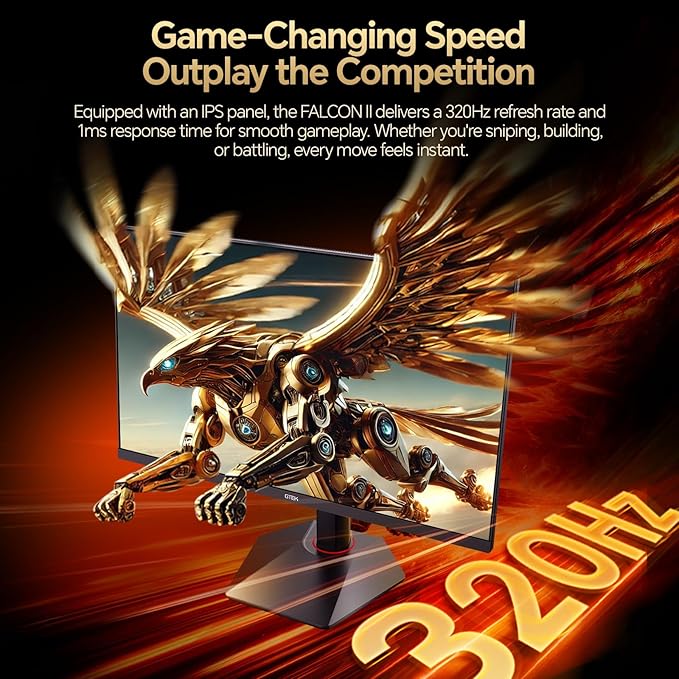 GTek 27 inch 320Hz 300Hz Gaming Monitor, Frameless 2K QHD 2560X1440P Fast IPS Computer Monitor, 1ms MPRT, FreeSync, 95% DCI-P3, HDR 400,DisplayPort/HDMI, Height Adjustable- Q2732P