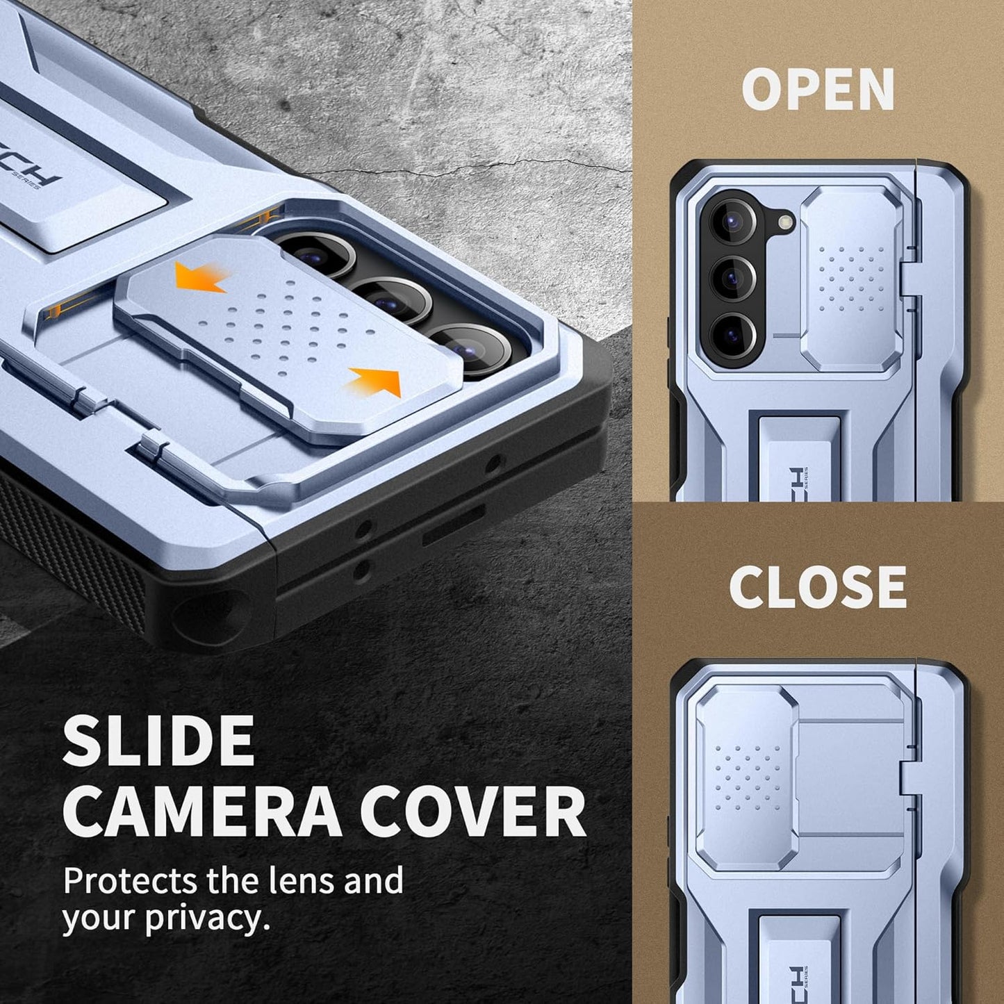 TONGATE for Z Fold 5 Case, [with S Pen Slot & Hinge Protection] [Tempered Glass Screen Protector] Full-Body Military Drop Phone Case for Samsung Galaxy Z Fold 5 with Kickstand & Belt Clip, ICY Blue